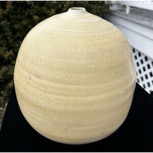 Vintage White Beige Vase Studio Art Pottery Vivika Otto Heino Style California